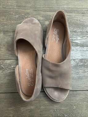 Seychelles Taupe Suede Open-Toe Slide Mules